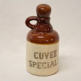Vintage French, Stoneware/Ceramic Lidded Pitcher Bottle, "CUVEE SPECIALE", cork stopper, 1950's.