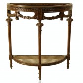 Κονσόλα καρυδιά ξύλο και ψάθα