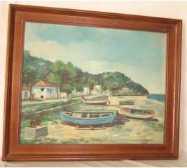 Πίνακας βάρκες στην άμμουδια