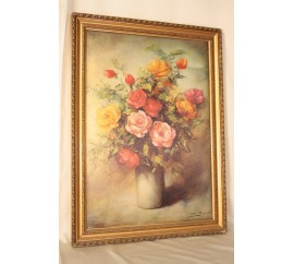 Πίνακας από ύφασμα με στολισμό ανθοδέσμης